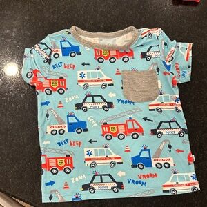 Little Sleepies Kids' Blue Emergency Vehicle T-Shirt